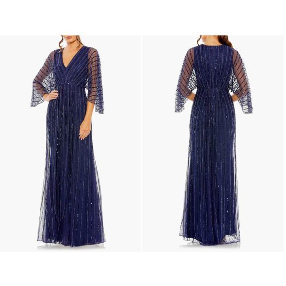 送料関税込■Mac Duggal■オープンバック■ドレス■ブルー 関西コレクション着用】【JEAN MACLEAN/ジャンマクレーン